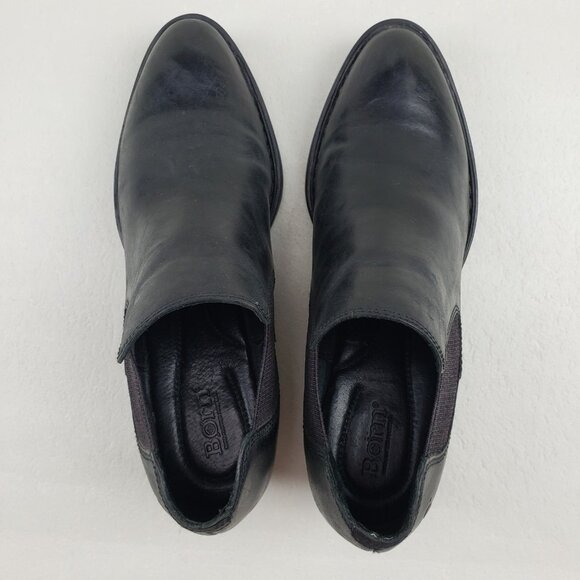 Born Dallia Leather Ankle Boot Womens 9 Black Chelsea Slip On Moto Bootie - Picture 11 of 14